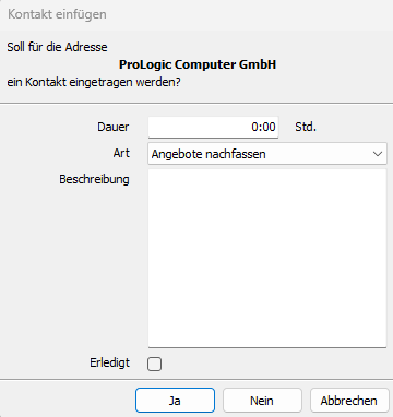 Kontakt einfügen