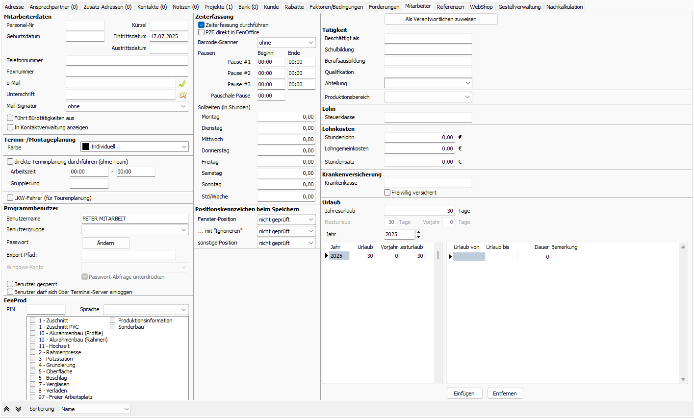 Register Mitarbeiter