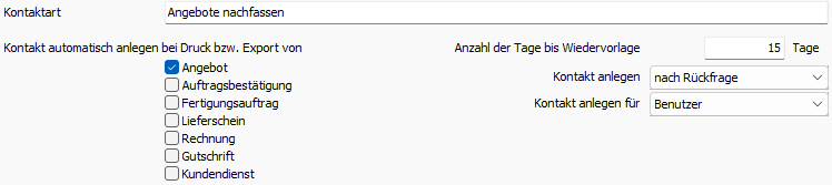 Stammdateneinstellung Kontakte