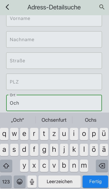 Adress-Detailsuche mit Eingabe