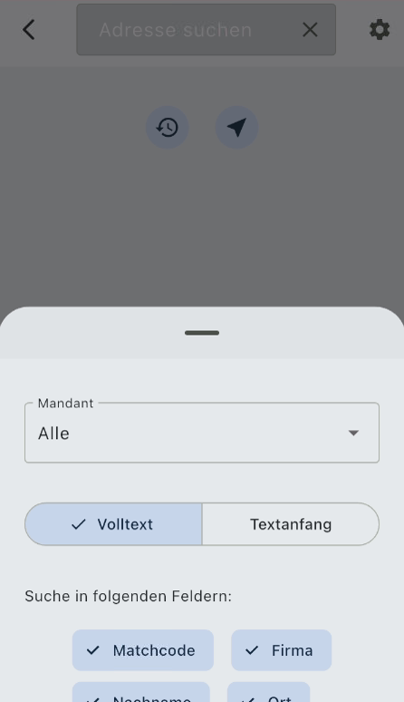 Einstellungen Adressen