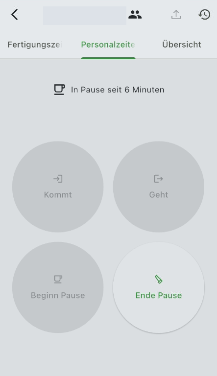 Knopf Ende Pause aktiv